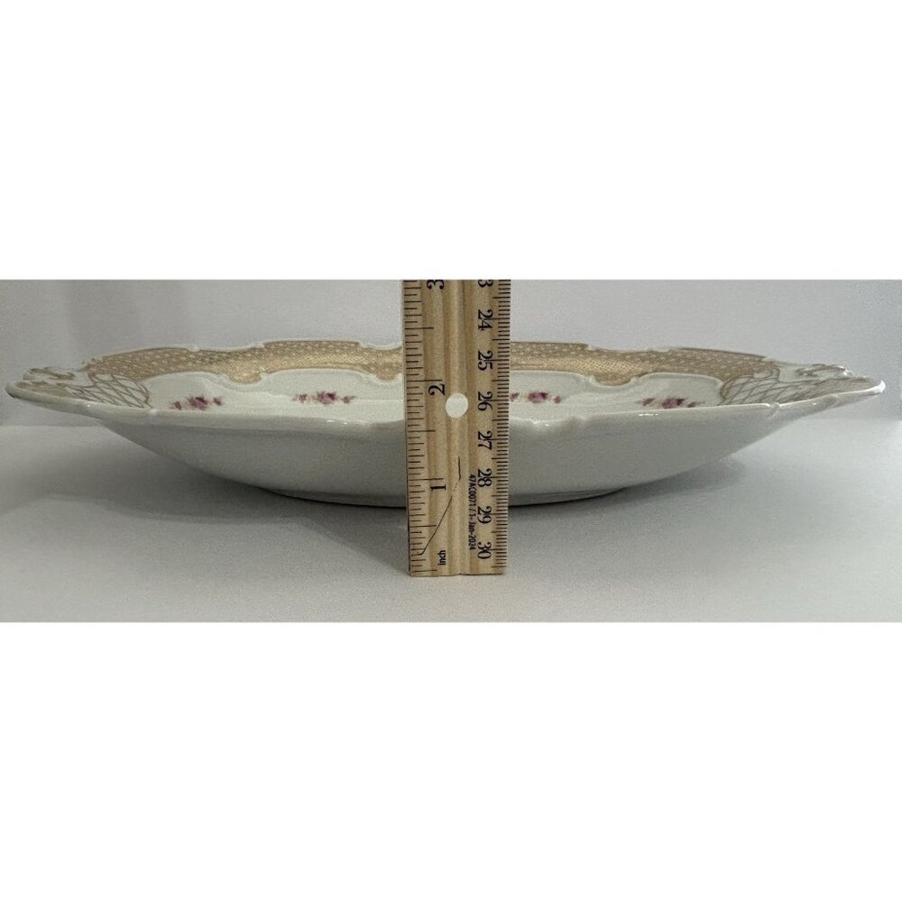 Wallendorf 1764 Oblong Rose Pink and Gold Dish Porcelain Germany 13x9 Inches - Picture 10 of 10